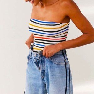 New with Tags: Urban Outfitters Striped Strapless Thong Bodysuit - Size xs